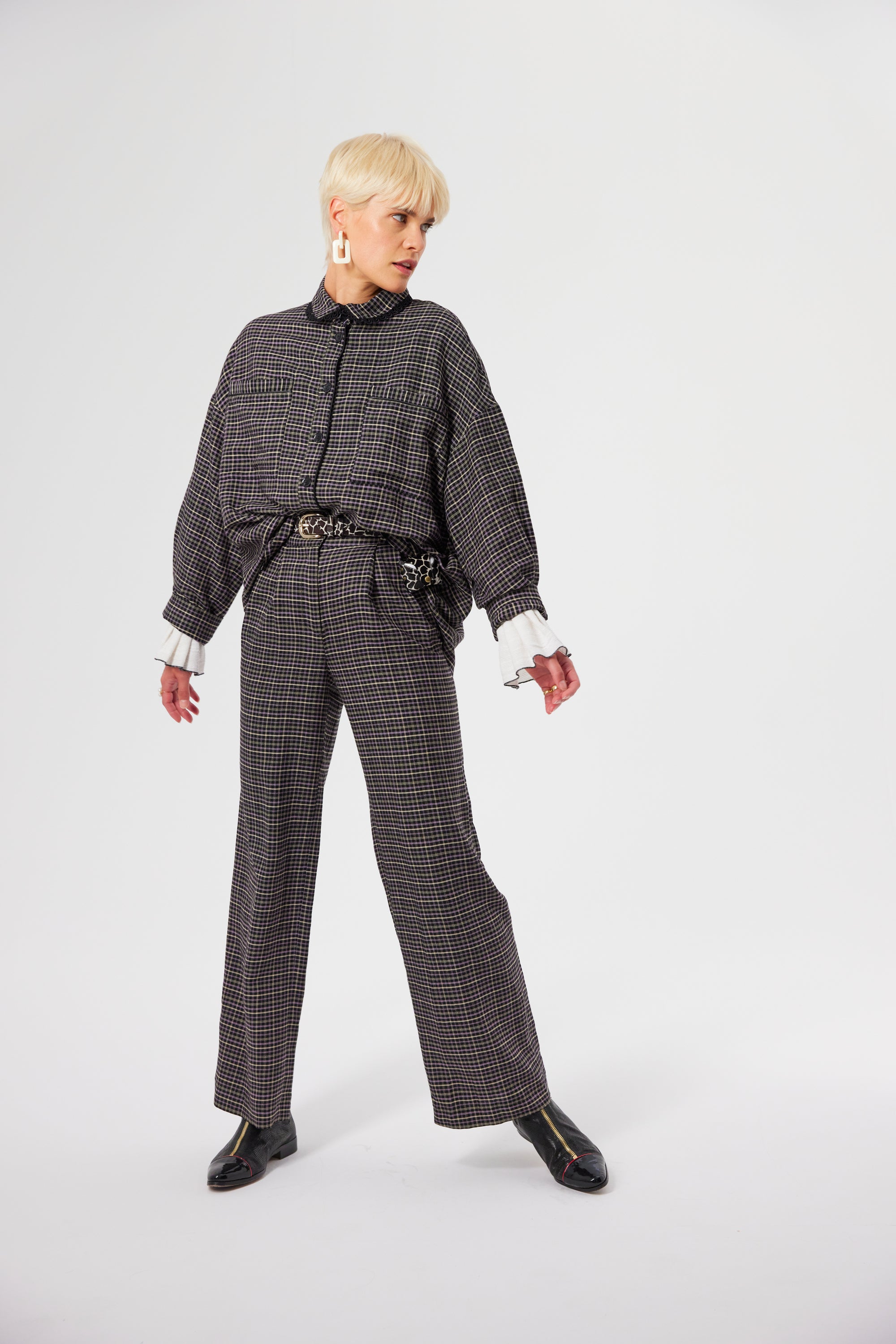 Pantalon Moor en tartan Yuzu