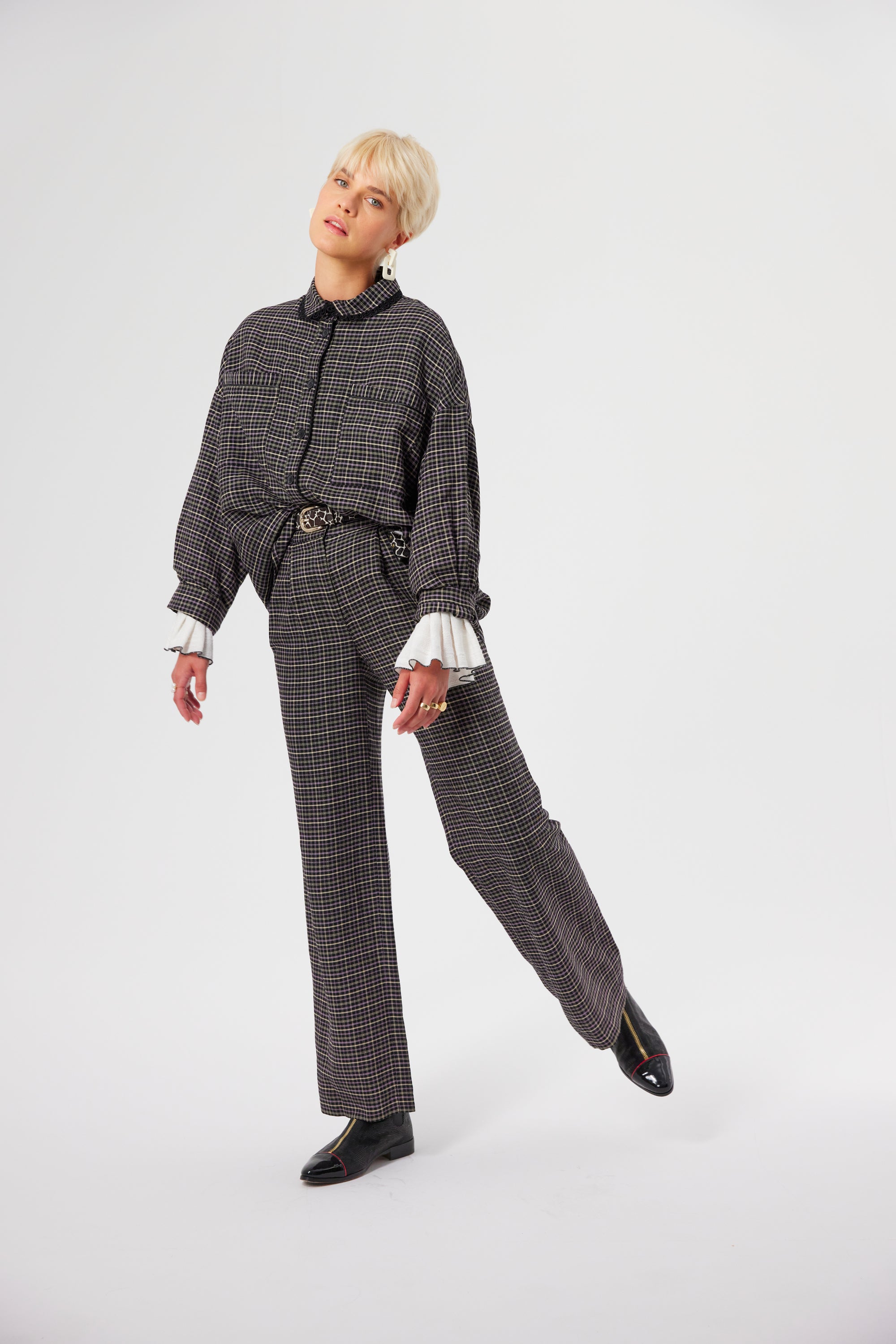 Pantalon Moor en tartan Yuzu