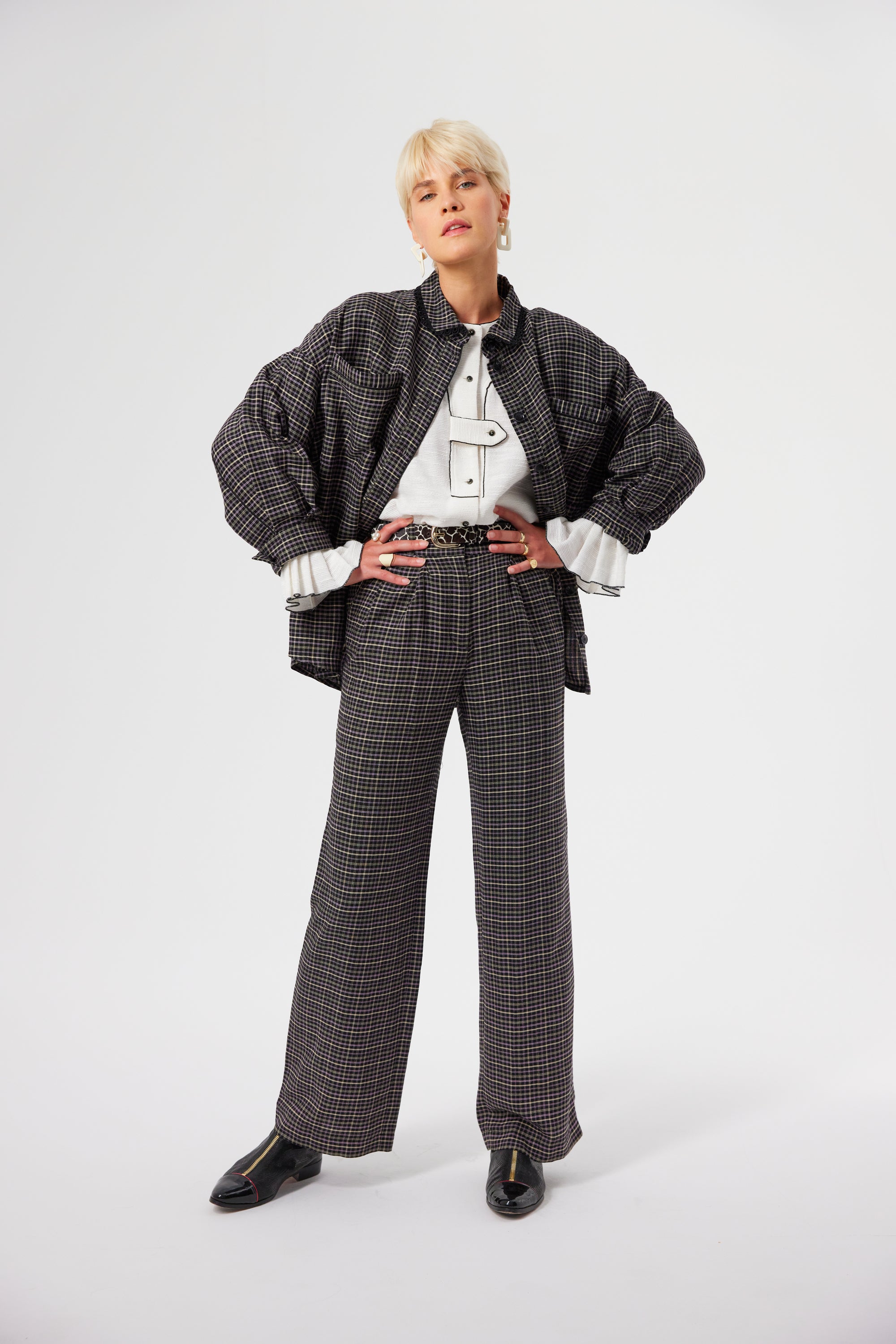 Pantalon Moor en tartan Yuzu