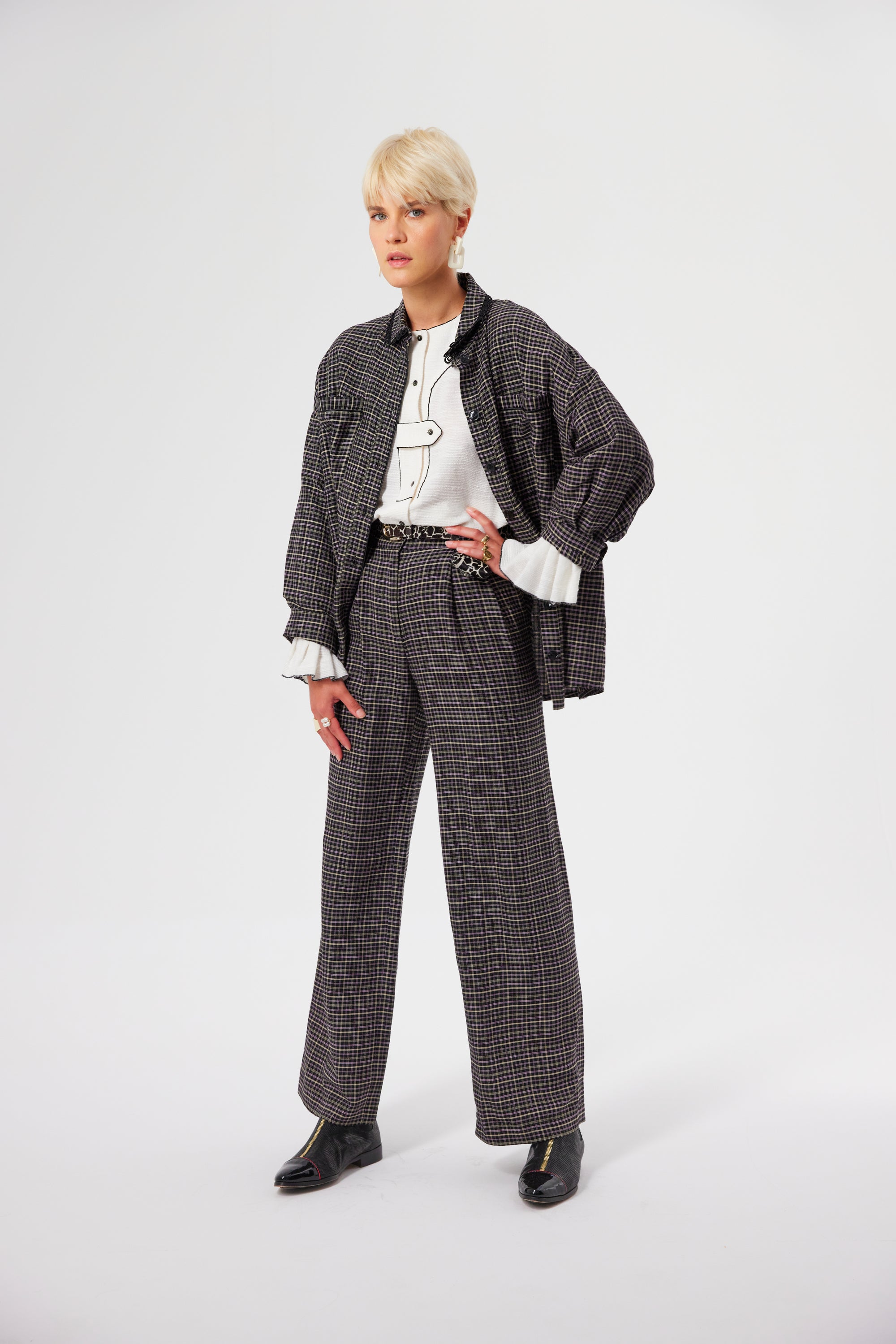Pantalon Moor en tartan Yuzu