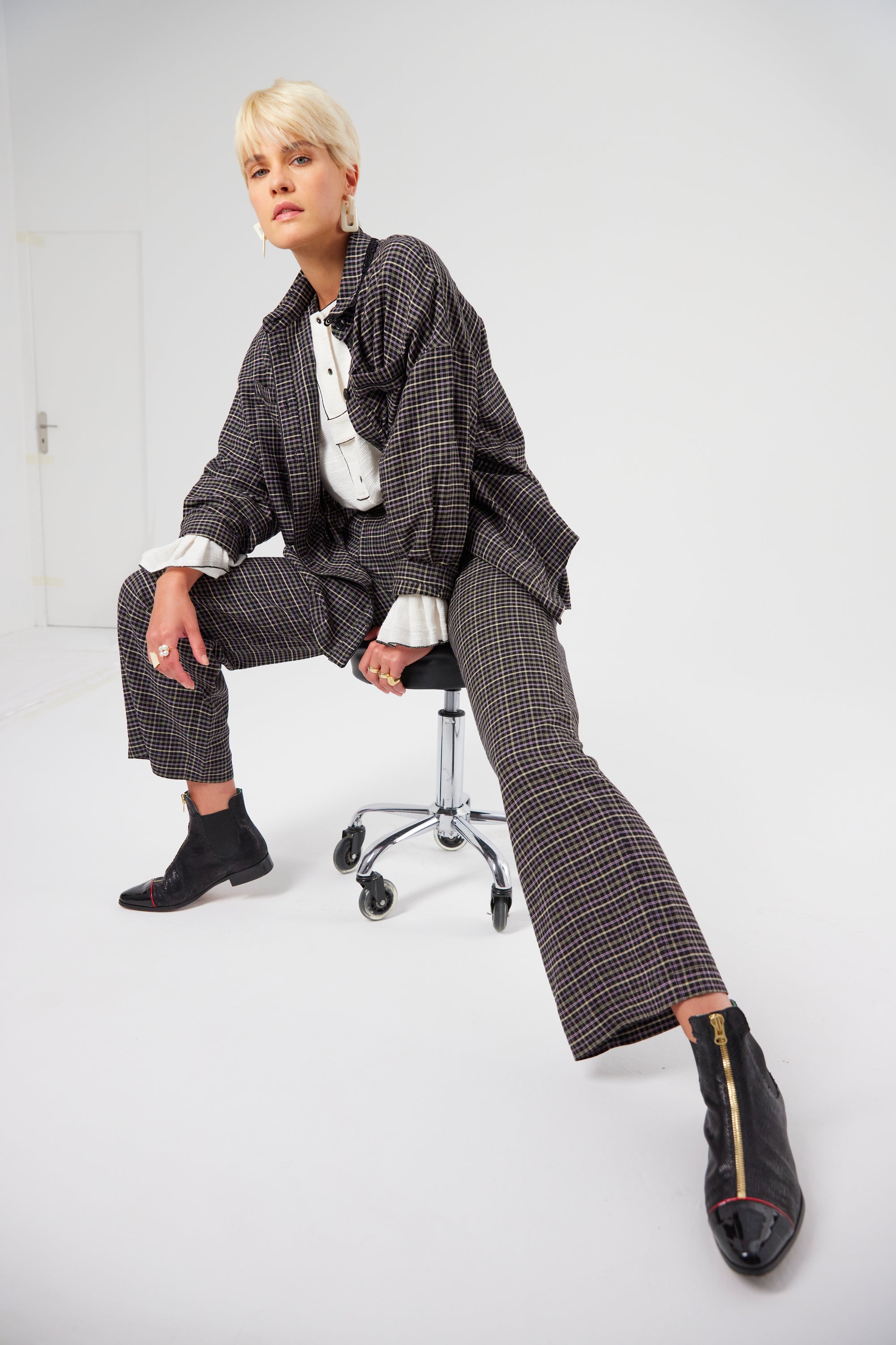 Pantalon Moor en tartan Yuzu