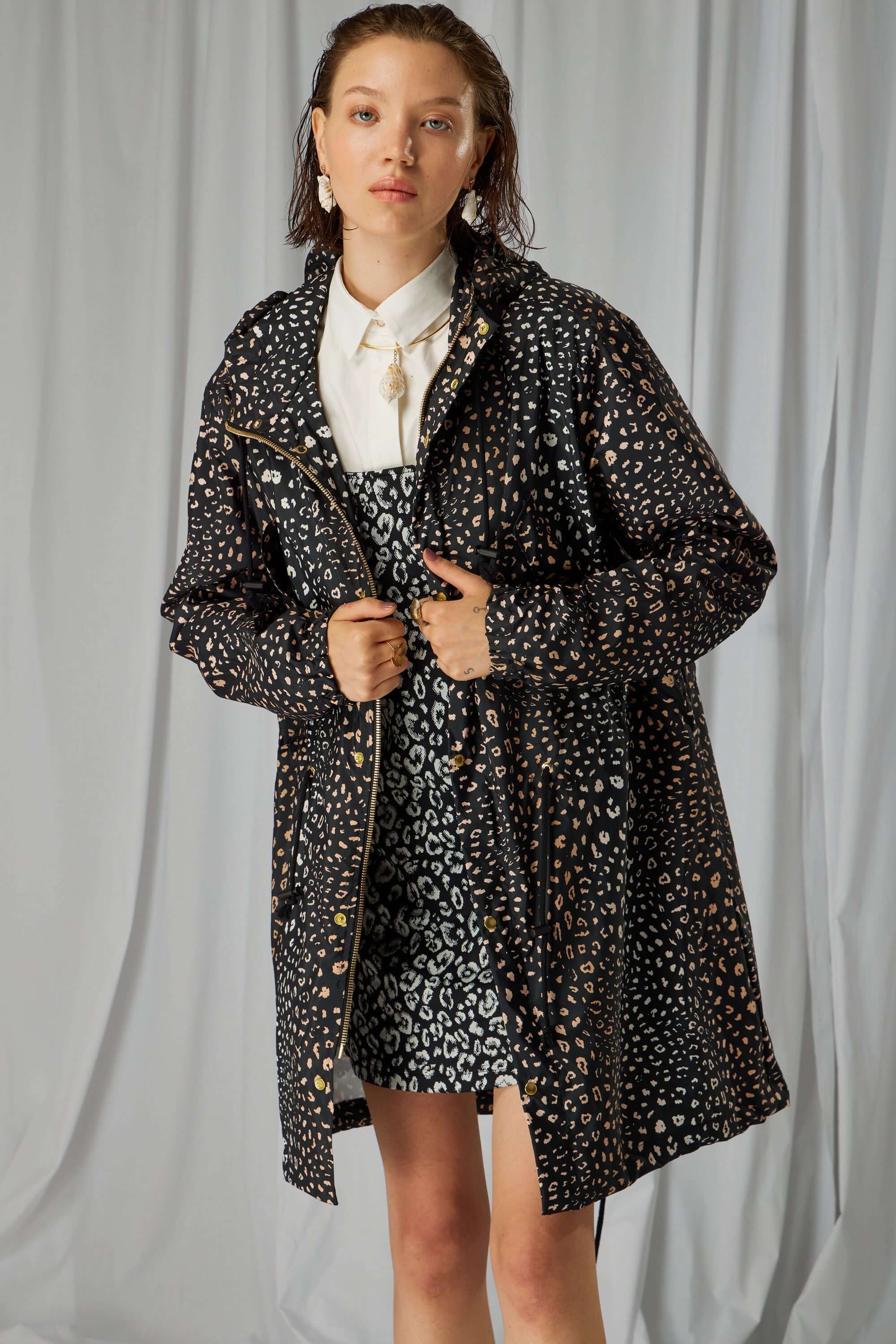 Nil dress in  black & white Leopard jersey
