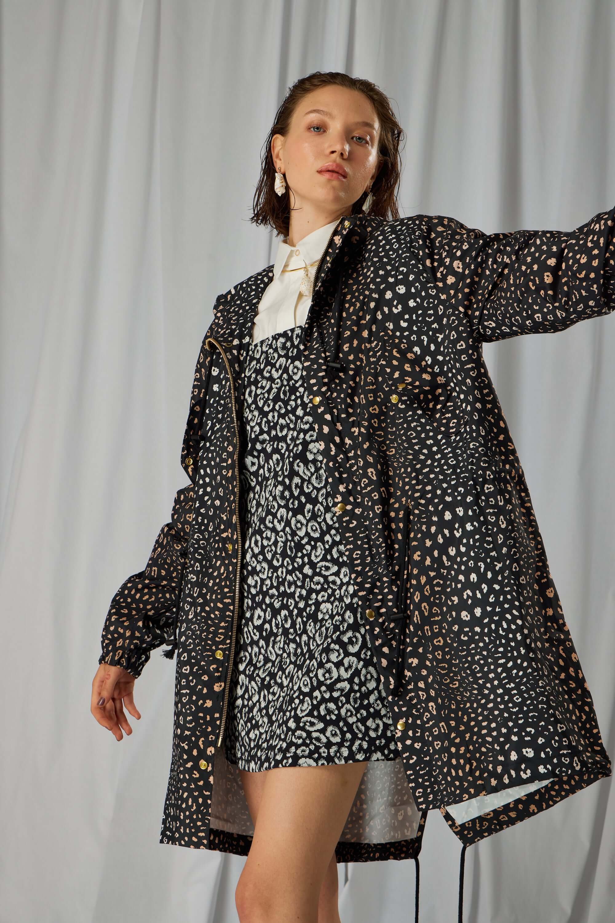 Nil dress in  black & white Leopard jersey
