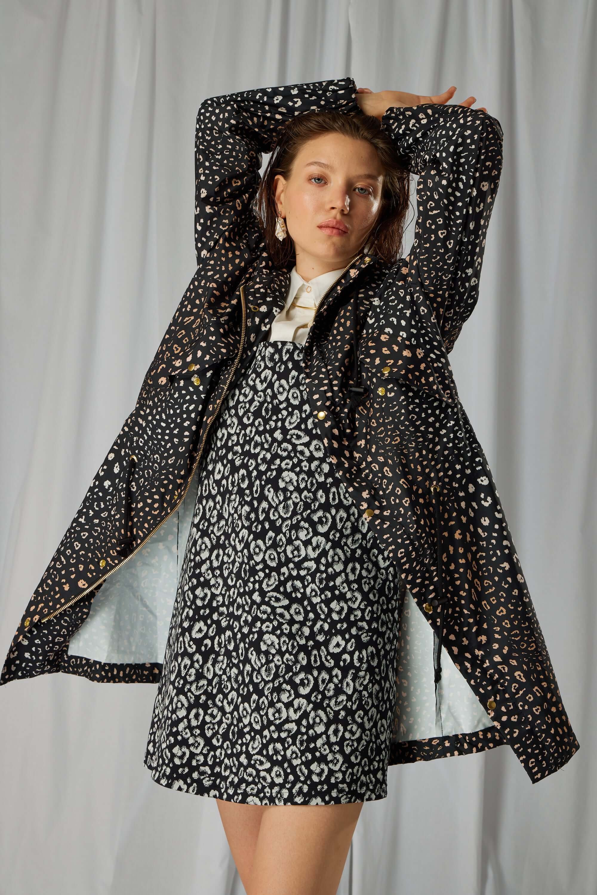 Nil dress in  black & white Leopard jersey