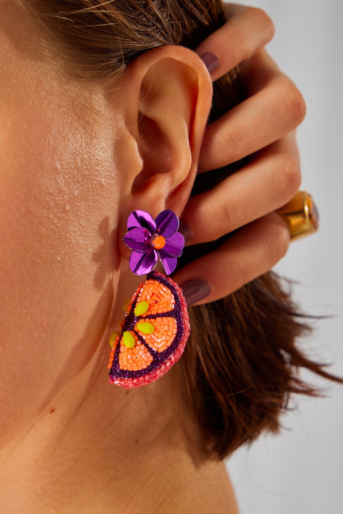 Heimstone x Olivia Dar - Earrings in Orange sequins