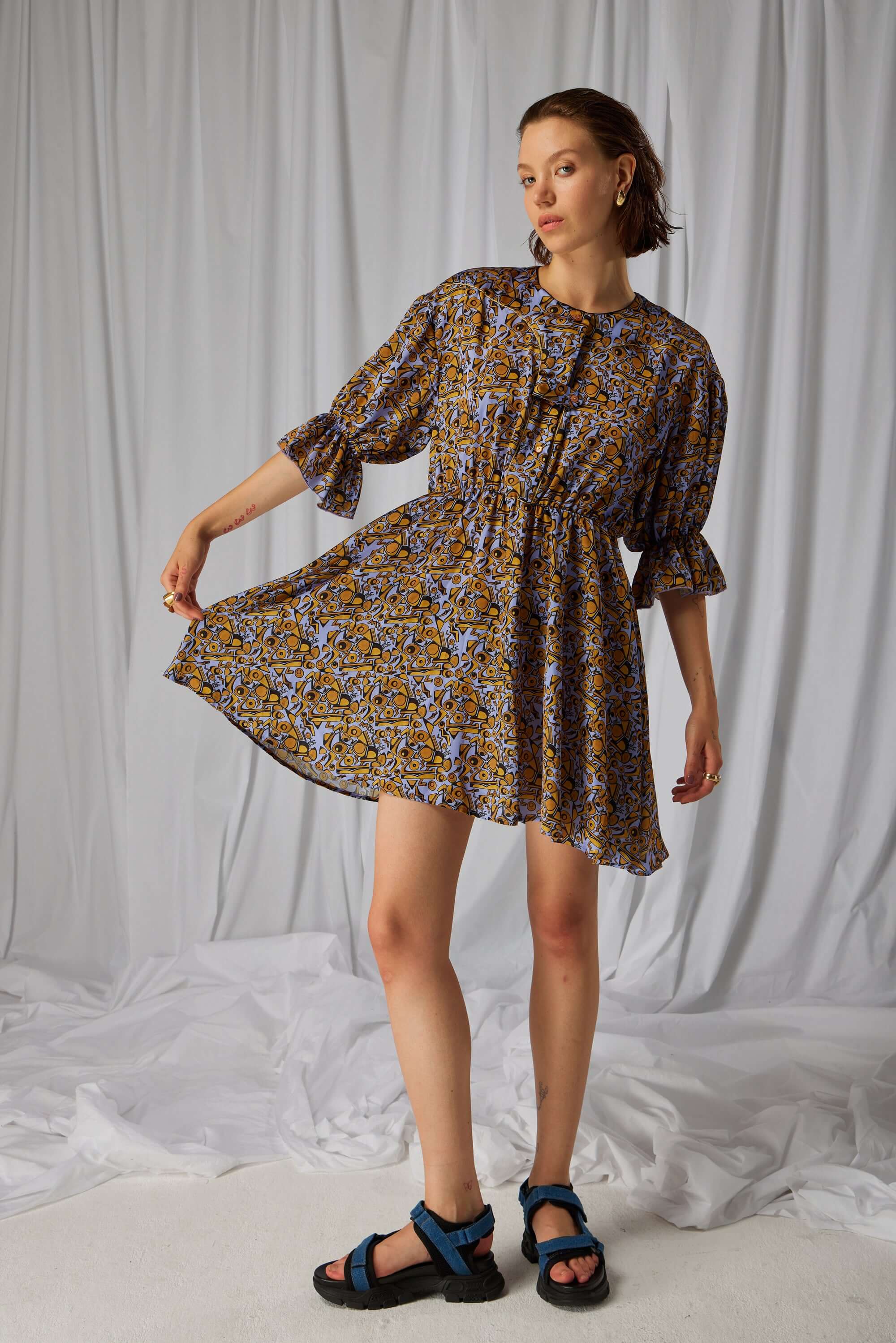 Beausserie dress in Art Deco Factory print