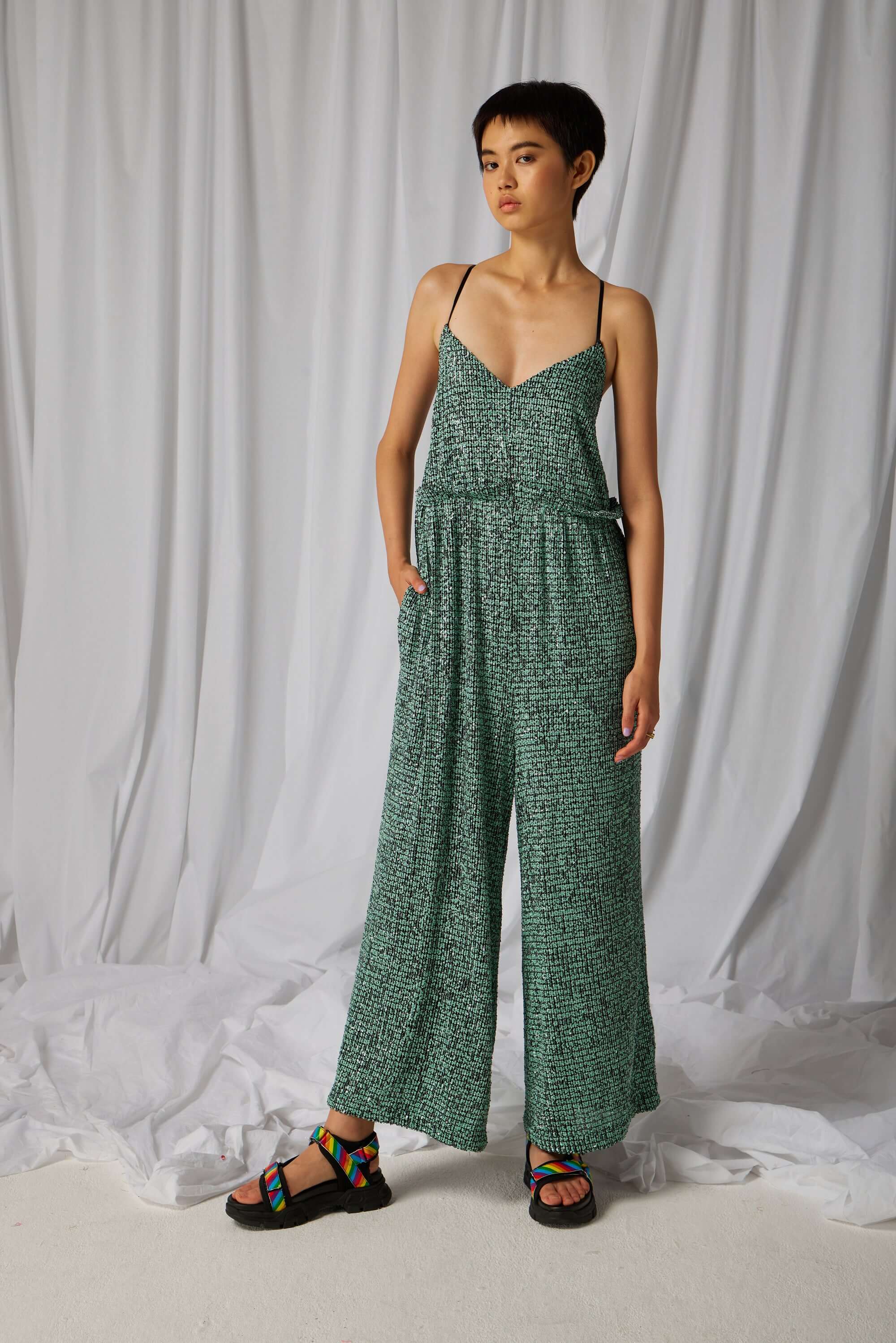 Lottie jumpsuit in Liberty sequins