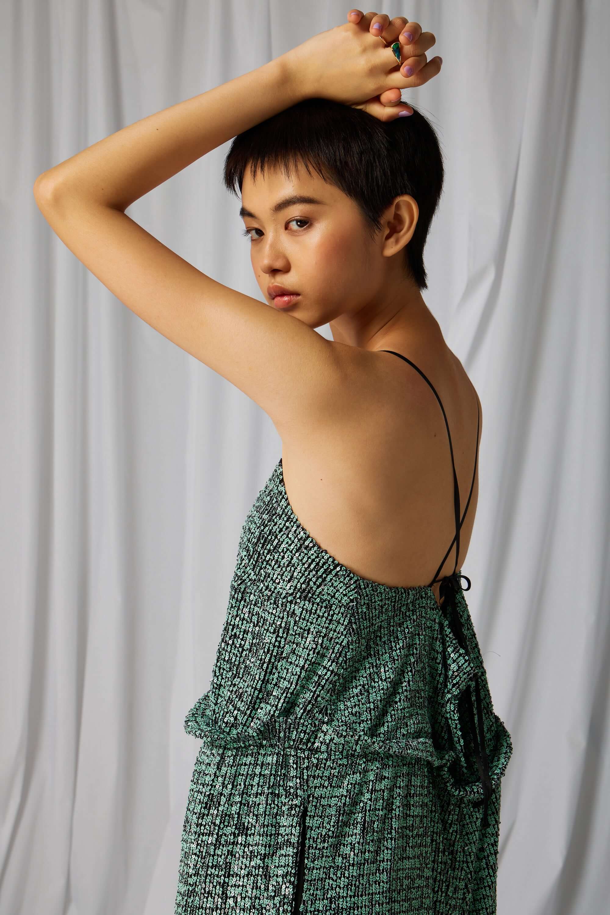 Lottie jumpsuit in Liberty sequins