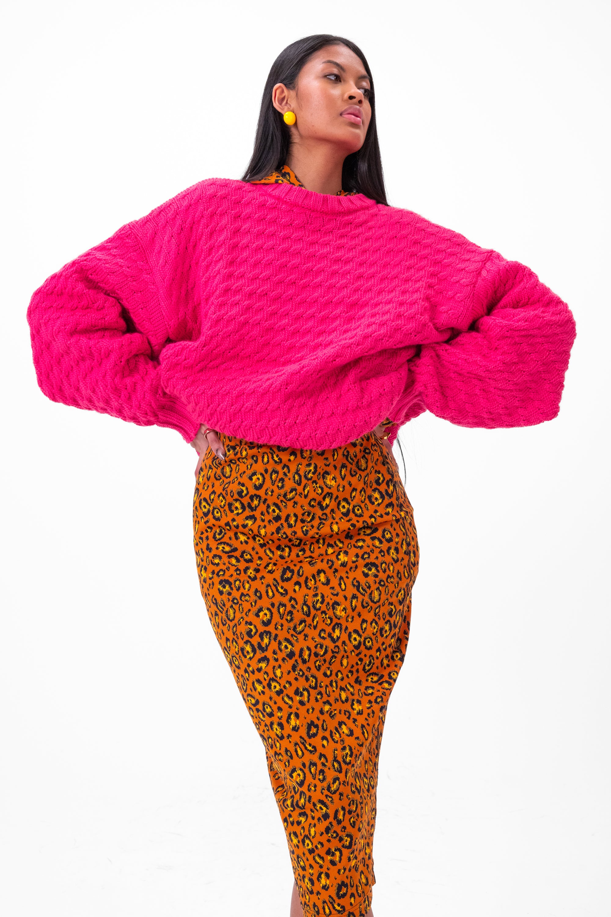 Fox skirt in ochre Leopard jersey