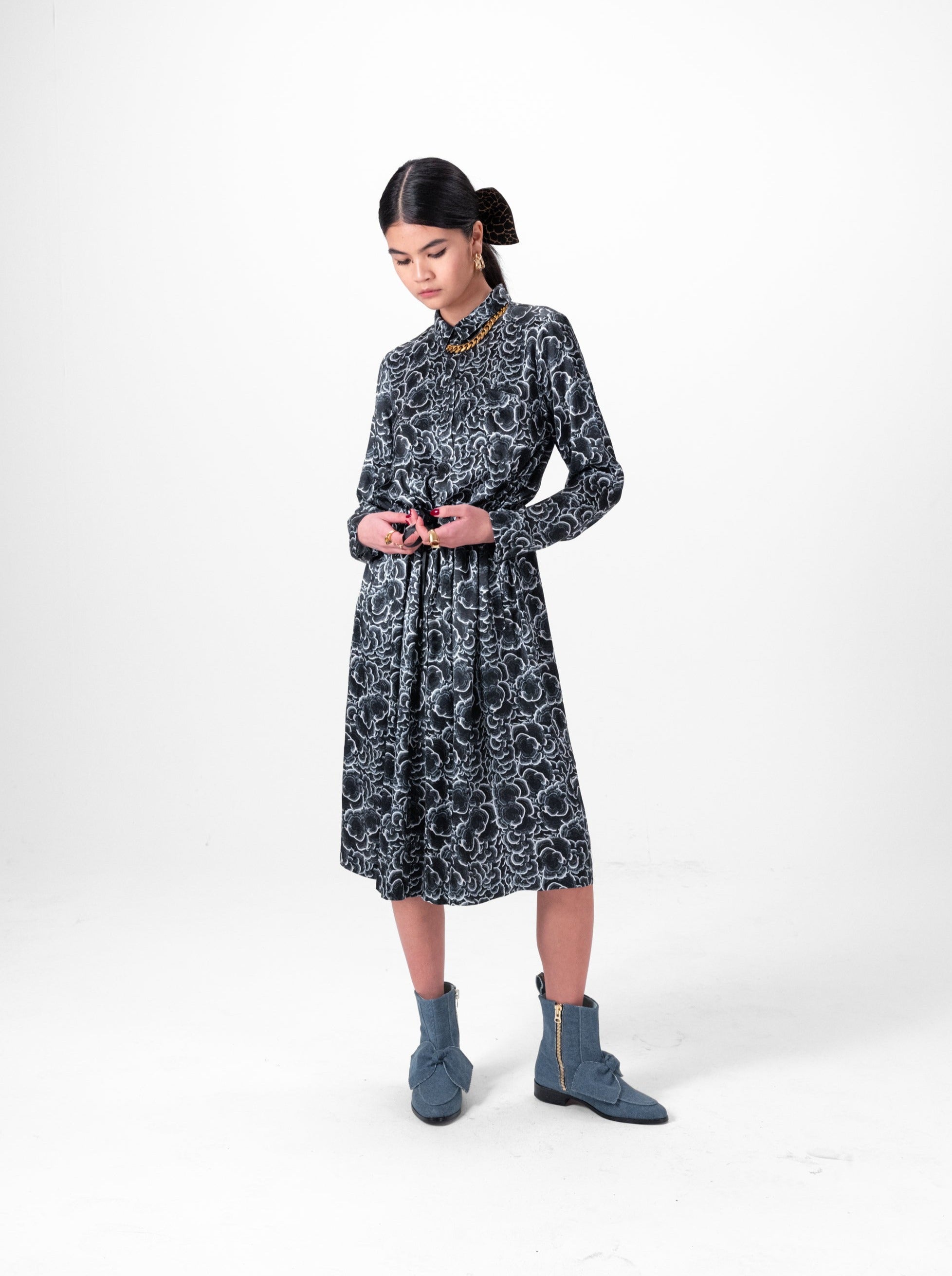 Edison dress in Licorice Funghi print