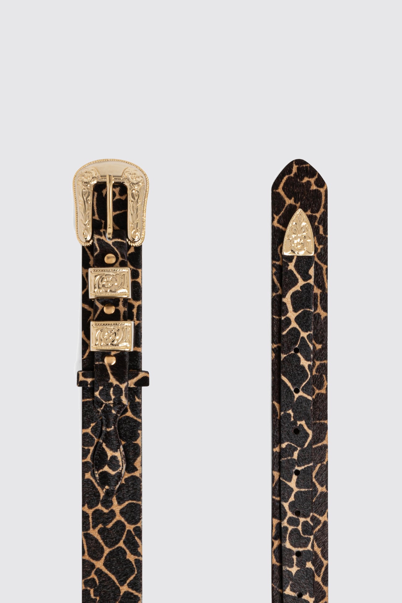 Texan belt in Giraffe printed leather