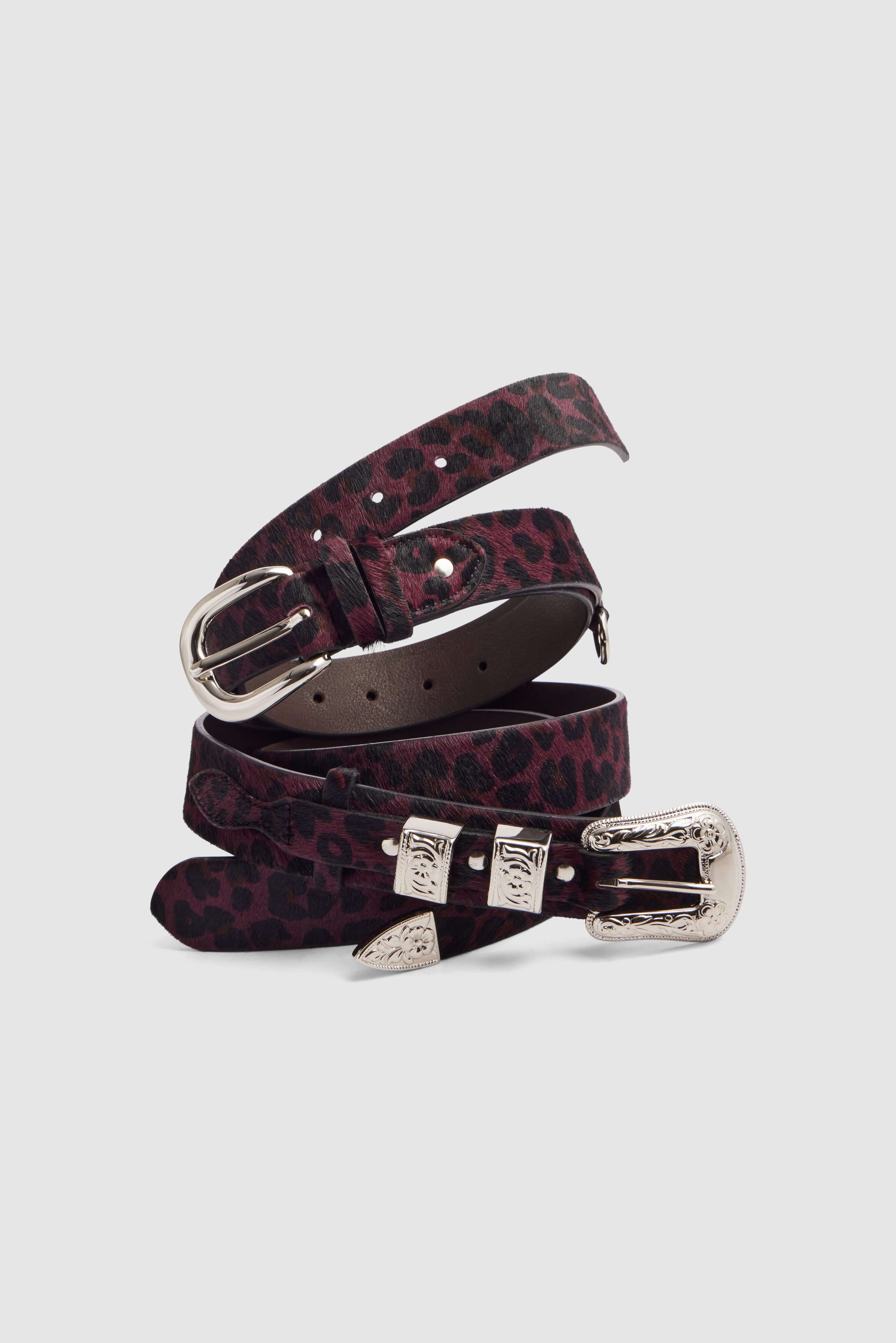 Belt in burgundy Leopard leather | Heimstone