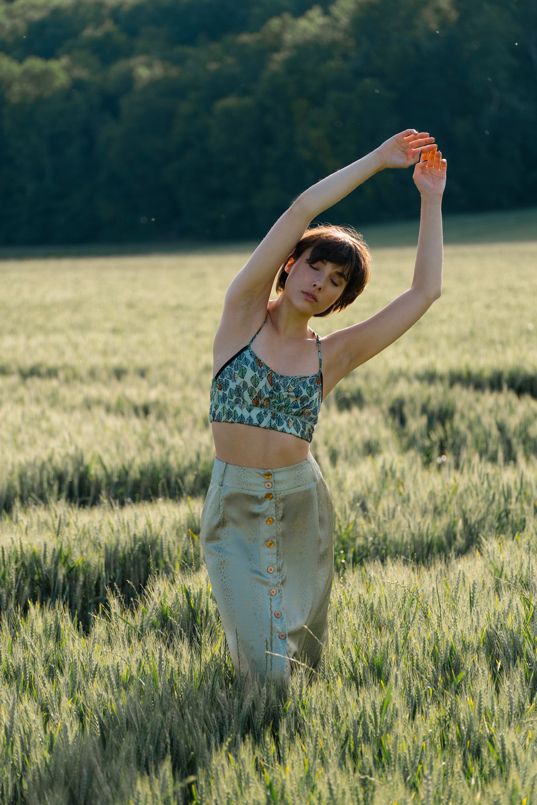 Brassière en imprimé Feuillage vert