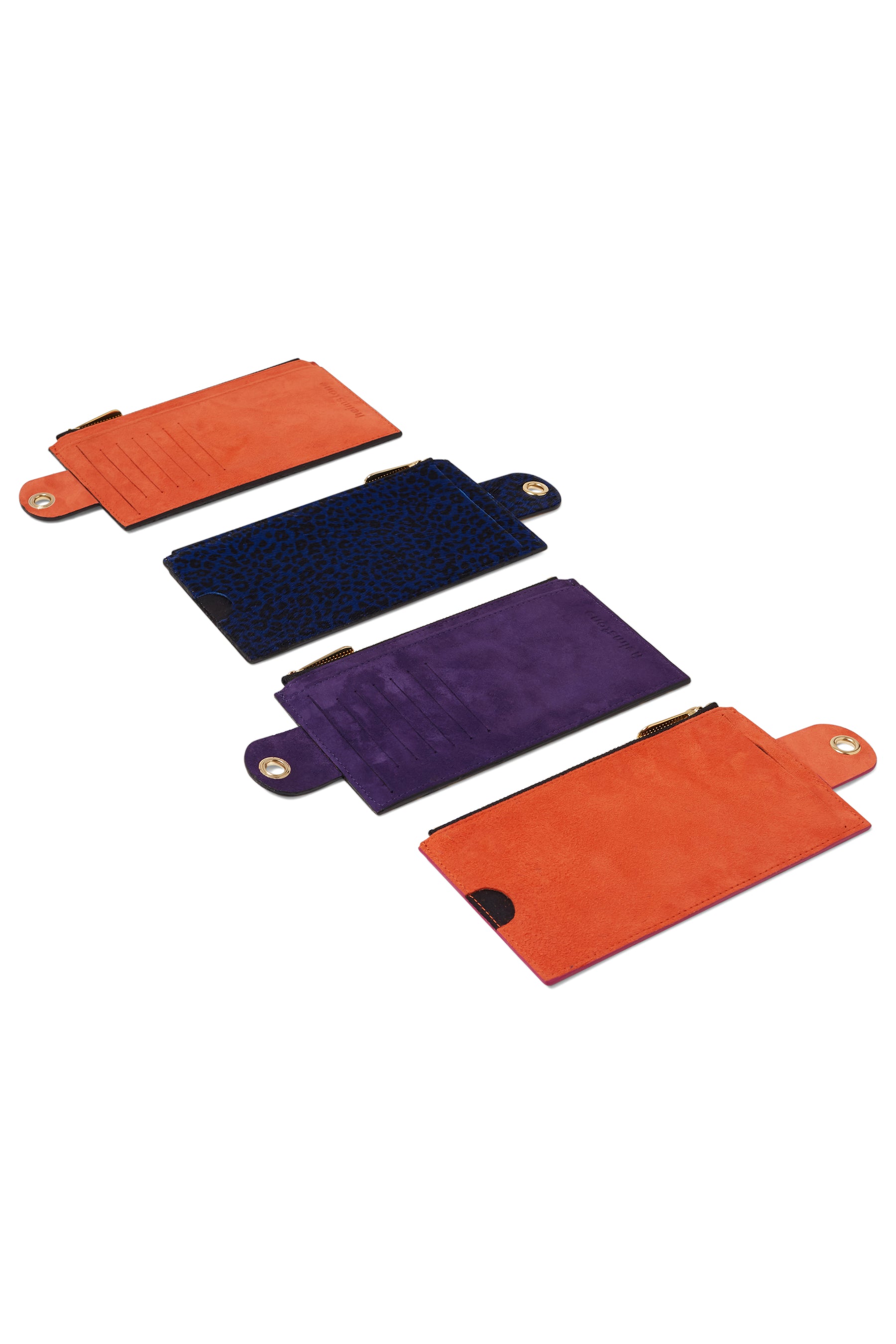 Les Minis - Large Portefeuille à cordon en daim orange & violet