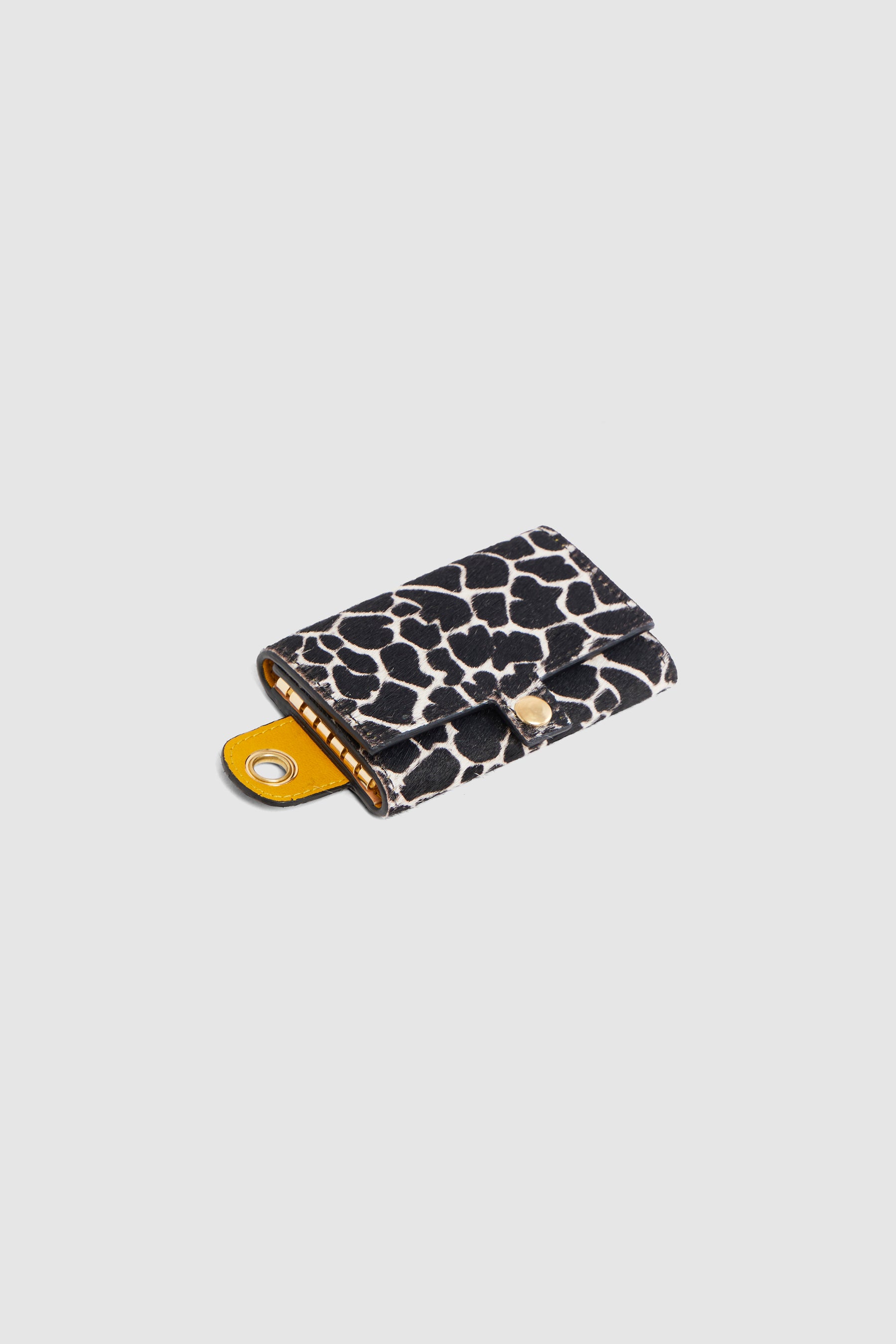 Les Minis - Porte-clé à clapet en cuir imprimé girafe blanc