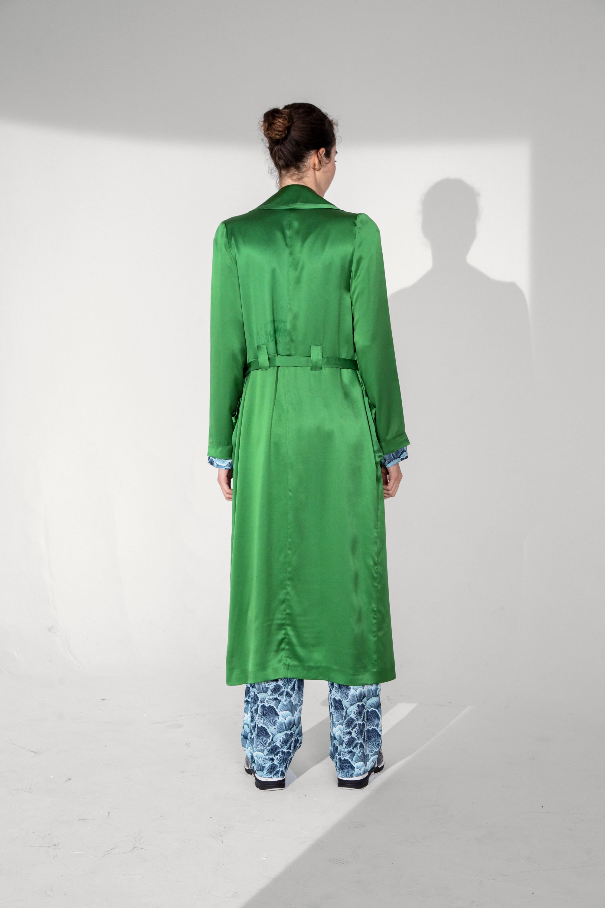 Trench Hallow en soie verte