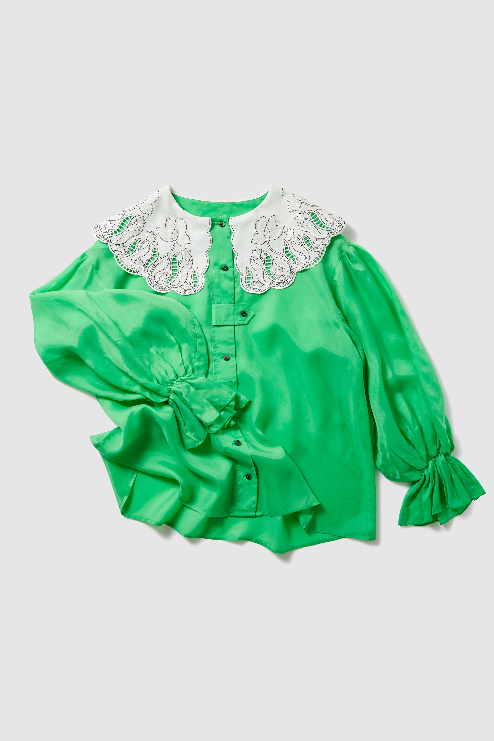 Chemise Triaglière en cupro vert chlorophylle