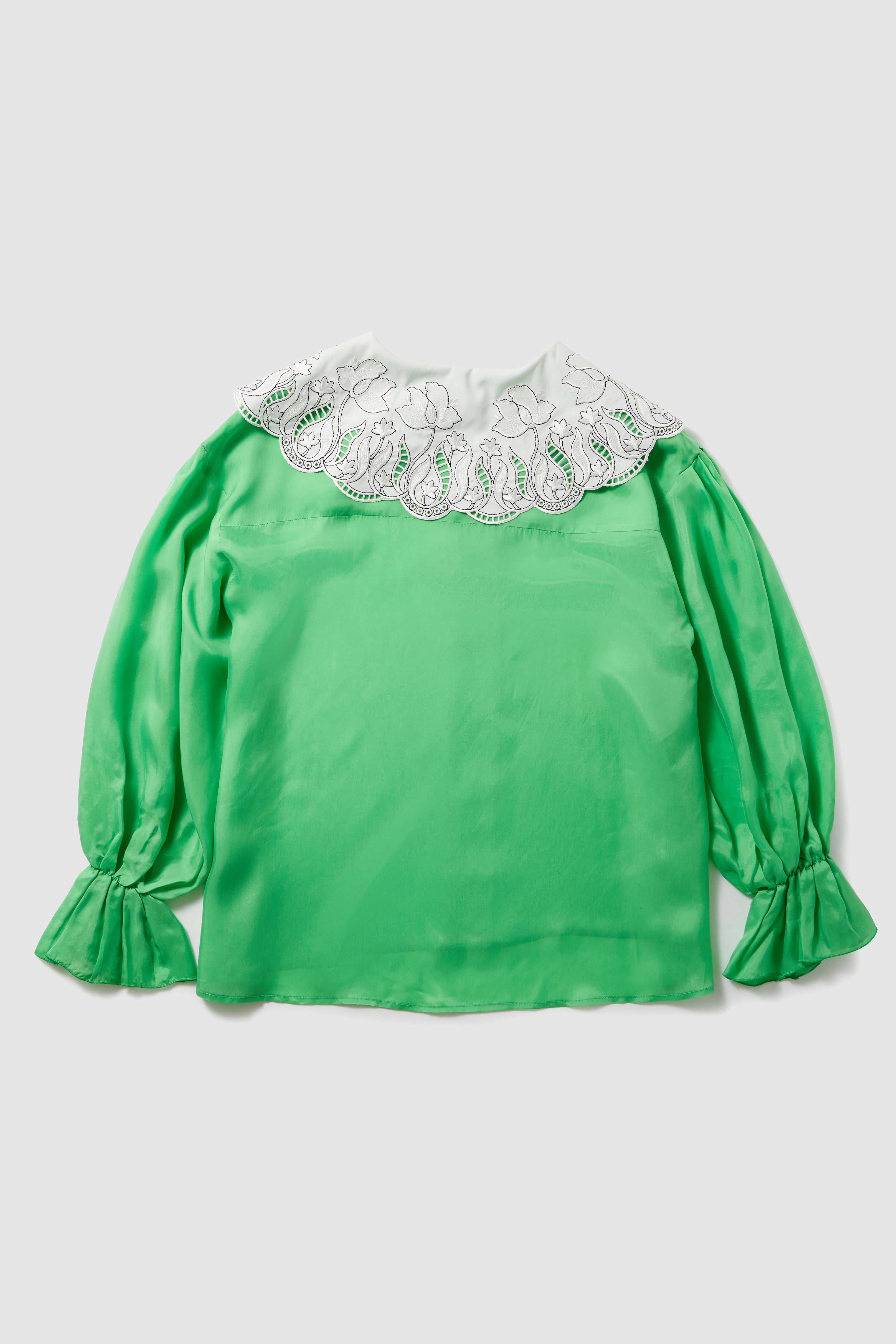 Chemise Triaglière en cupro vert chlorophylle