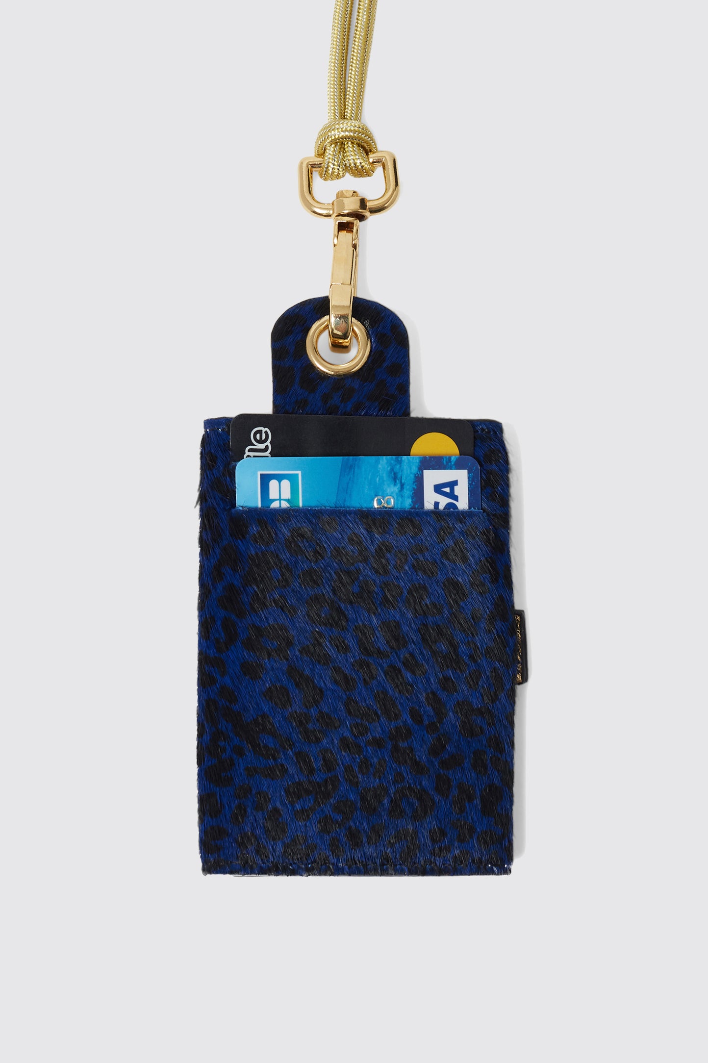 The Minis - 6 Key Holder in blue Cheetah printed leather