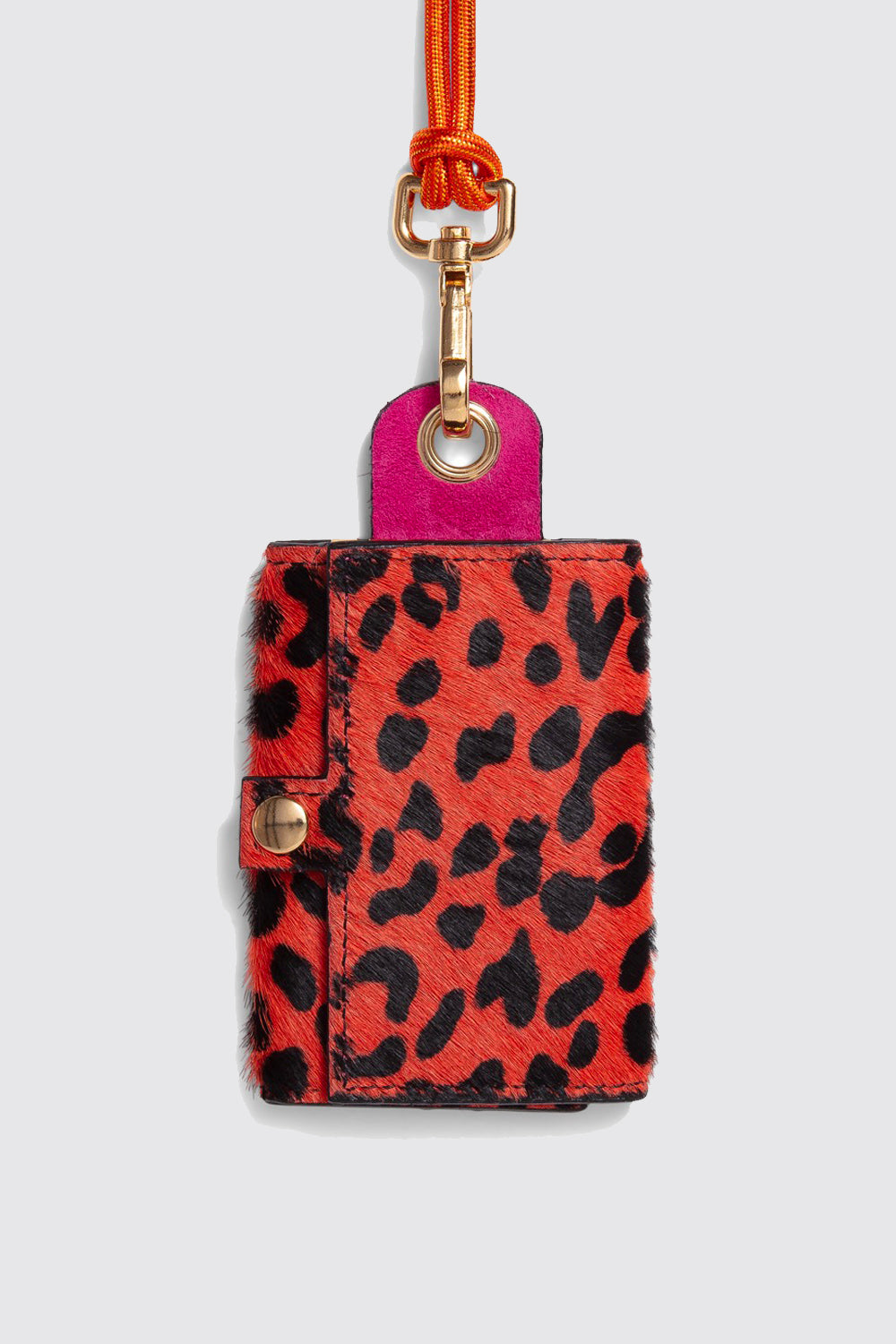 The Minis - 6 Key Holder in orange Leopard leather