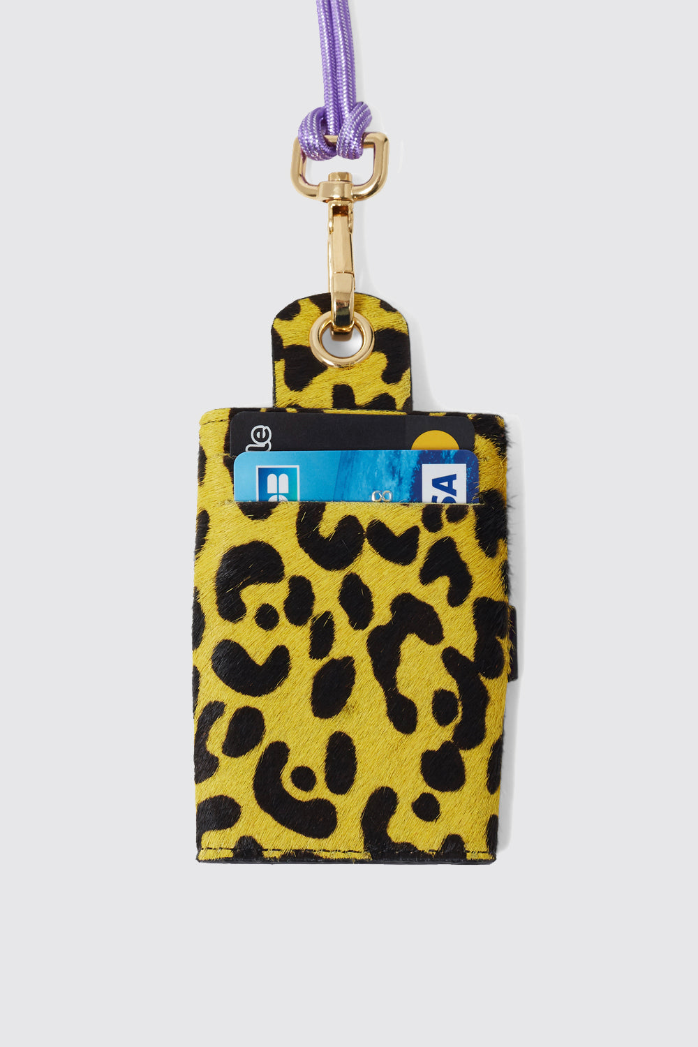 The Minis - 6 Key Holder in yellow Leopard printed leather