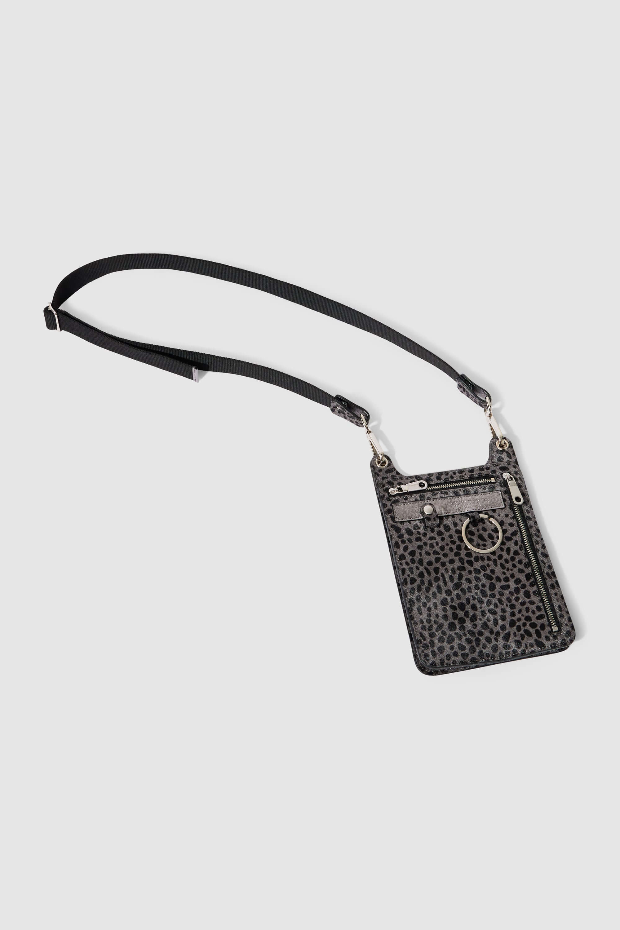 Stanley satchel in grey Cheetah printed leather