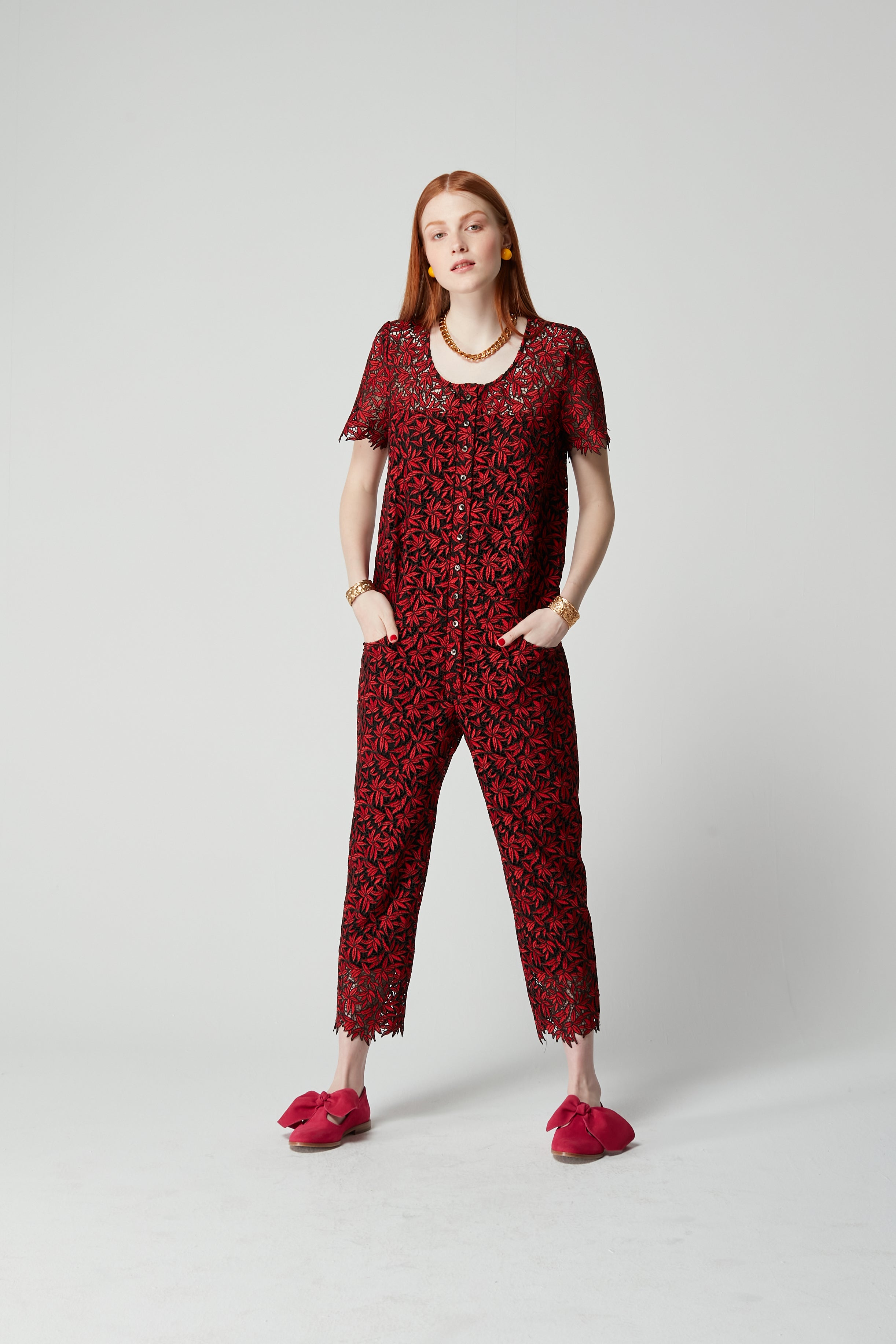 Woods jumpsuit in Chili lace