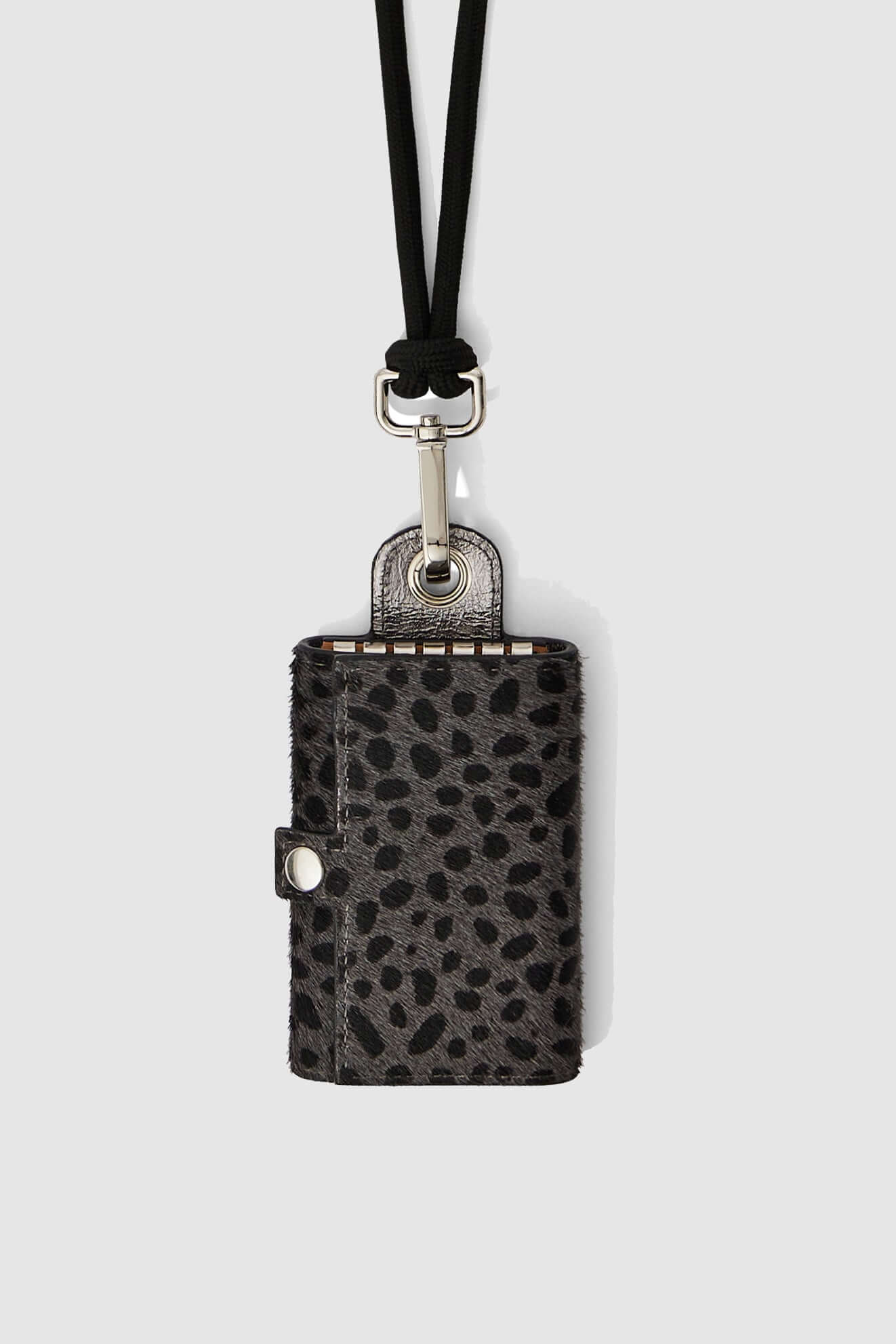 The Minis - 6 key holder in grey Cheetah printed leather