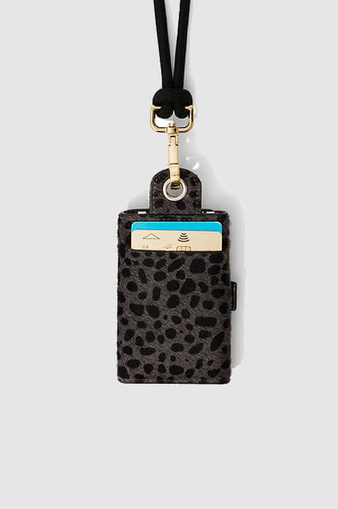 The Minis - 6 key holder in grey Cheetah printed leather