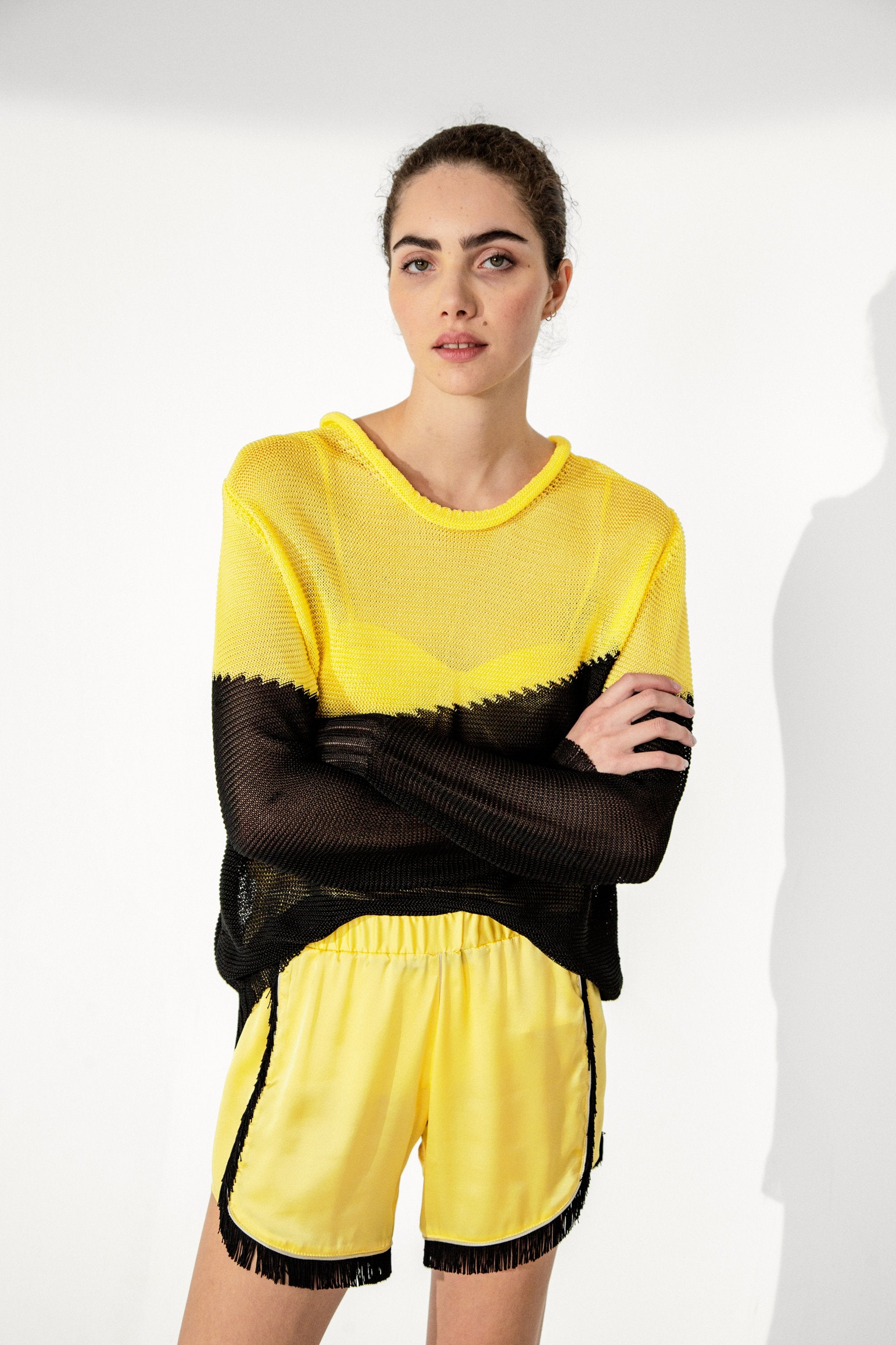 Spiro short in yellow silk